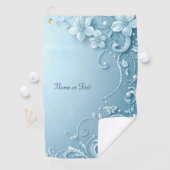 Serviette de golf décorative florale bleue (En situation)