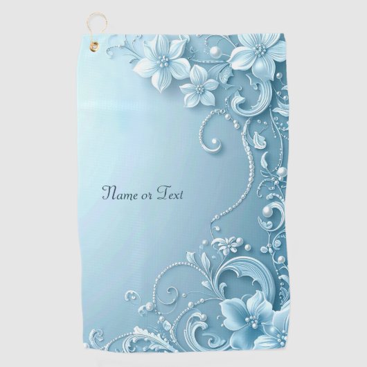 Serviette de golf décorative florale bleue (Devant)