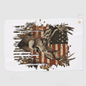 Serviette De Golf Deer, Buck Season USA Flag (Horizontal)