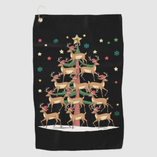 Serviette De Golf Deer Christmas Tree Drôle Vacances Cute Reindeer