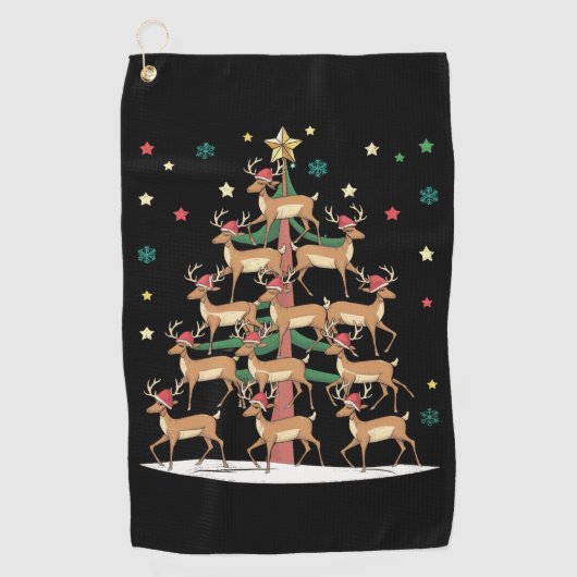 Serviette De Golf Deer Christmas Tree Drôle Vacances Cute Reindeer (Devant)