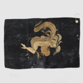 Serviette De Golf Déesse du Zodiaque | Astrologie Cosmologique Gold  (Horizontal)