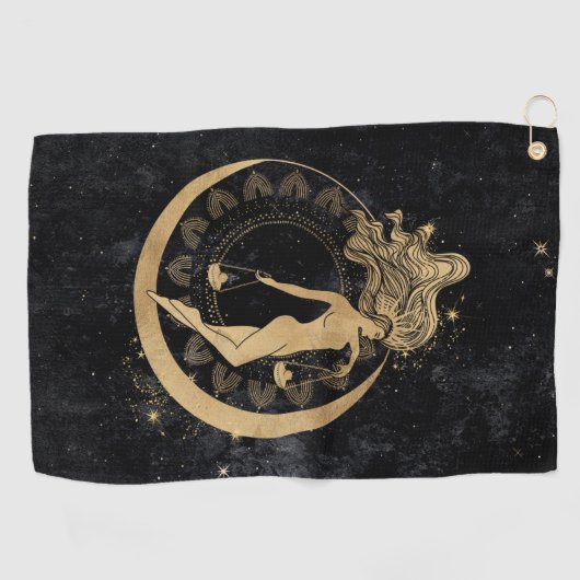 Serviette De Golf Déesse du Zodiaque | Astrologie de la bibliothèque (Horizontal)
