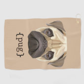 Serviette De Golf Définition de Cute Watercolor Pug Face (Horizontal)