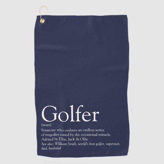 Serviette De Golf Définition de Golfeur personnalisé Marine Bleu (Devant)