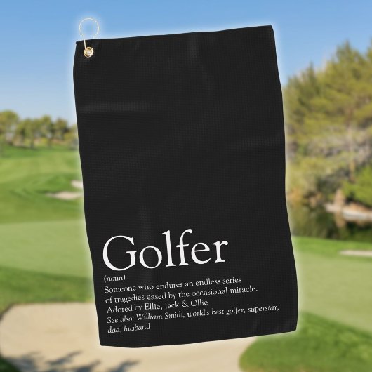 Serviette De Golf Définition de Golfeur personnalisé Noir et blanc