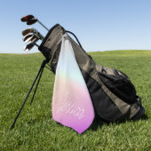 Serviette De Golf Dégradants Ombre couleur cool et votre script (Vert)