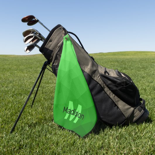 Serviette De Golf Dégradé vert clair géométrie motif maille Monogram (Vert)