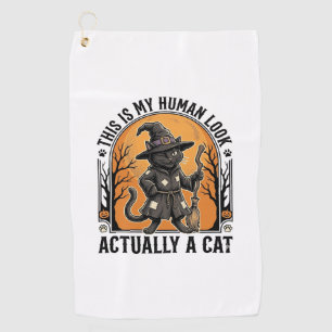 Serviette De Golf Déguisement de chat Halloween drôle vintage sorciè