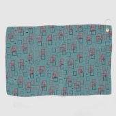 Serviette De Golf Délice carré rouge et sarcelle (Horizontal)