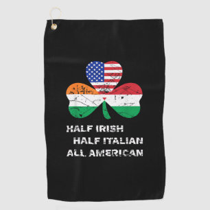 Serviette De Golf Demi-irlandais demi-italien Shamrock du drapeau am