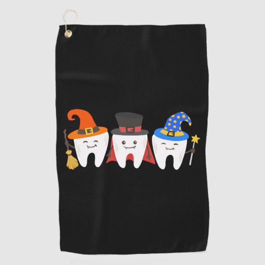 Serviette De Golf Dentiste Halloween dents Dentaire (Devant)