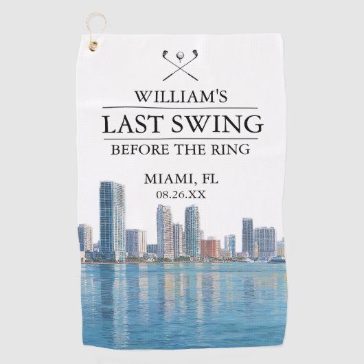 Serviette De Golf Dernier Swing de Miami avant le Bachelor Ring (Devant)