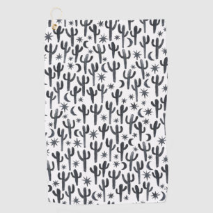 Serviette De Golf Désert de nuit Saguaro Cactus Motif d'aquarelle