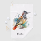 Serviette De Golf Desert Spirit, Roadrunner en Aquarelle personnalis (En situation)