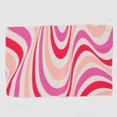 Serviette De Golf Design abstrait à tourbillon rose, rouge et gris (Horizontal)