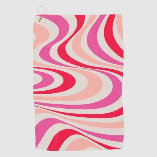 Serviette De Golf Design abstrait à tourbillon rose, rouge et gris (Devant)