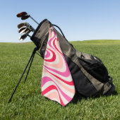Serviette De Golf Design abstrait à tourbillon rose, rouge et gris (Vert)