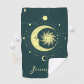 Serviette De Golf Design céleste du soleil et de la lune avec phases (En situation)