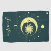 Serviette De Golf Design céleste du soleil et de la lune avec phases (Horizontal)