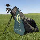 Serviette De Golf Design céleste du soleil et de la lune avec phases (Vert)