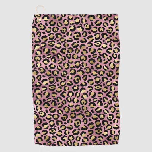 Serviette De Golf Design de série Leopard rose et or 15 (Devant)