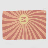 Serviette De Golf Design de solarium de style rétro rose et orange (Horizontal)