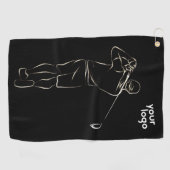 Serviette De Golf Design d'impression noir moderne Cool unique Logo  (Horizontal)