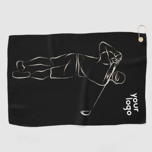 Serviette De Golf Design d'impression noir moderne Cool unique Logo  (Horizontal)