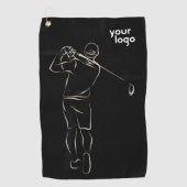Serviette De Golf Design d'impression noir moderne Cool unique Logo  (Devant)