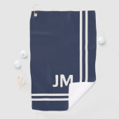 Serviette De Golf Design élégant bleu marine et rayures blanches (En situation)