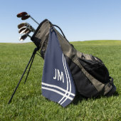 Serviette De Golf Design élégant bleu marine et rayures blanches (Vert)