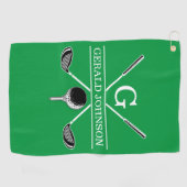 Serviette De Golf Design élégant de monogramme de golf (Horizontal)