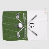 Serviette De Golf Design élégant de monogramme de golf (Horizontal)