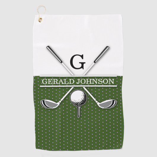 Serviette De Golf Design élégant de monogramme de golf (Devant)