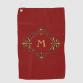 Serviette De Golf Design élégant or floral ornement (Devant)
