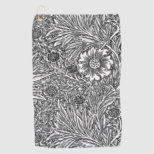 Serviette De Golf Design floral complexe en noir et blanc (Devant)