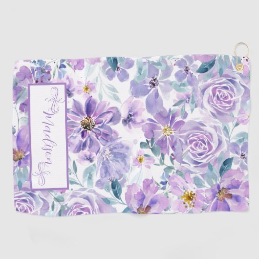 Serviette De Golf Design floral pourpre (Horizontal)