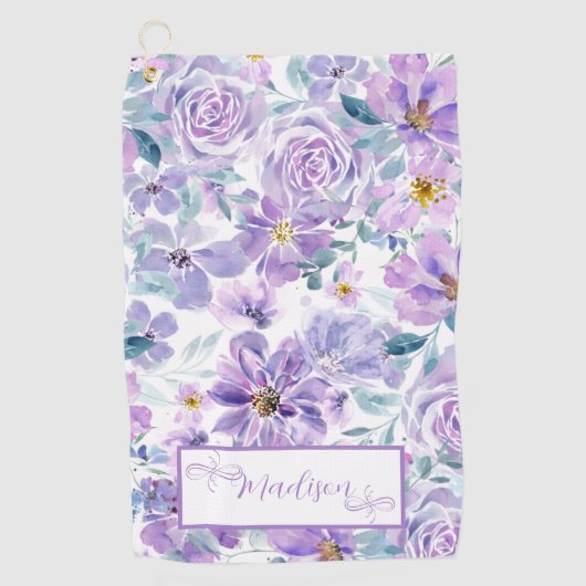 Serviette De Golf Design floral pourpre (Devant)