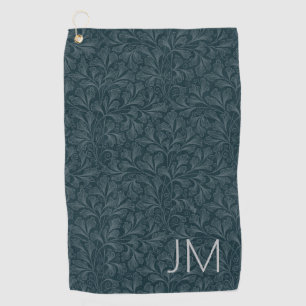 Serviette De Golf Design floral vintage bleu foncé élégant