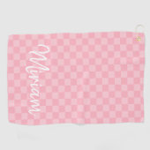 Serviette De Golf Design moderne À damiers Monogramme (Horizontal)