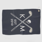 Serviette De Golf Design monogramme élégant et personnalisé du club  (Horizontal)