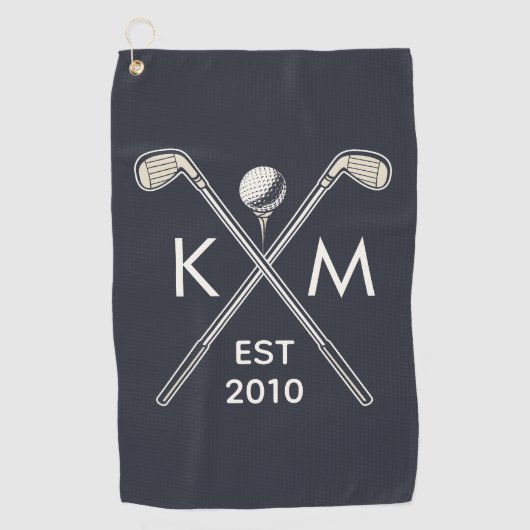 Serviette De Golf Design monogramme élégant et personnalisé du club  (Devant)