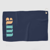 Serviette De Golf Design monogramme élégant et turquoise (Horizontal)