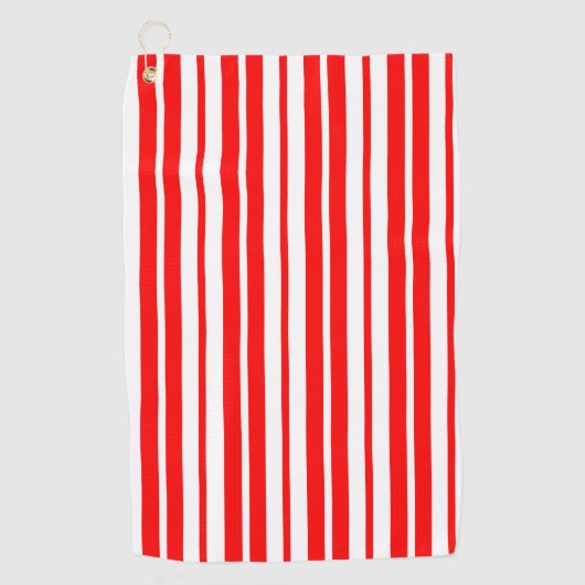 Serviette De Golf Design Motif de bandes verticales blanc rouge (Devant)