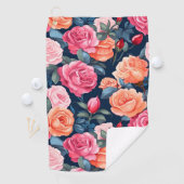 Serviette De Golf Design Motif Rose rouge rose orange (En situation)