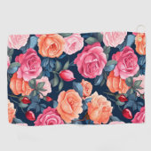 Serviette De Golf Design Motif Rose rouge rose orange (Horizontal)