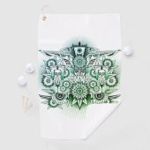 Serviette De Golf Design tribal teinte verte (En situation)