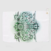 Serviette De Golf Design tribal teinte verte (Horizontal)