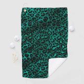 Serviette De Golf Design turquoise et Gold Leopard Series 5 (En situation)